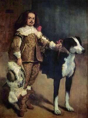 Velazquez - Court jester with a dog
