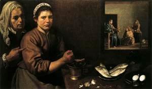 Velazquez - Christ in the House of Mary and Marthe c. 1620
