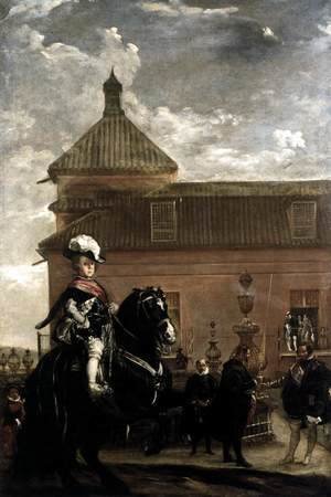 Prince Baltasar Carlos with the Count-Duke of Olivares at the Royal Mews c. 1636