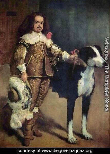 Velazquez - Court jester with a dog